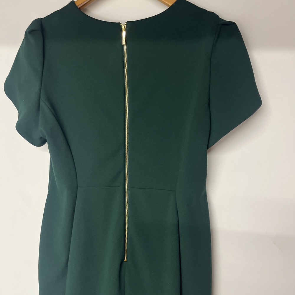 Calvin Klein Emerald Green Sheath Dress Size 14 Career Cocktail Midi - Picture 12 of 15